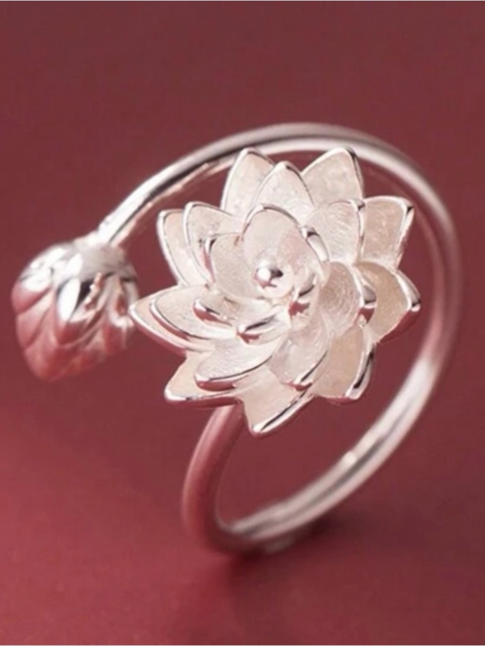 Lotus Flower Open Band Ring stainless steel NIP